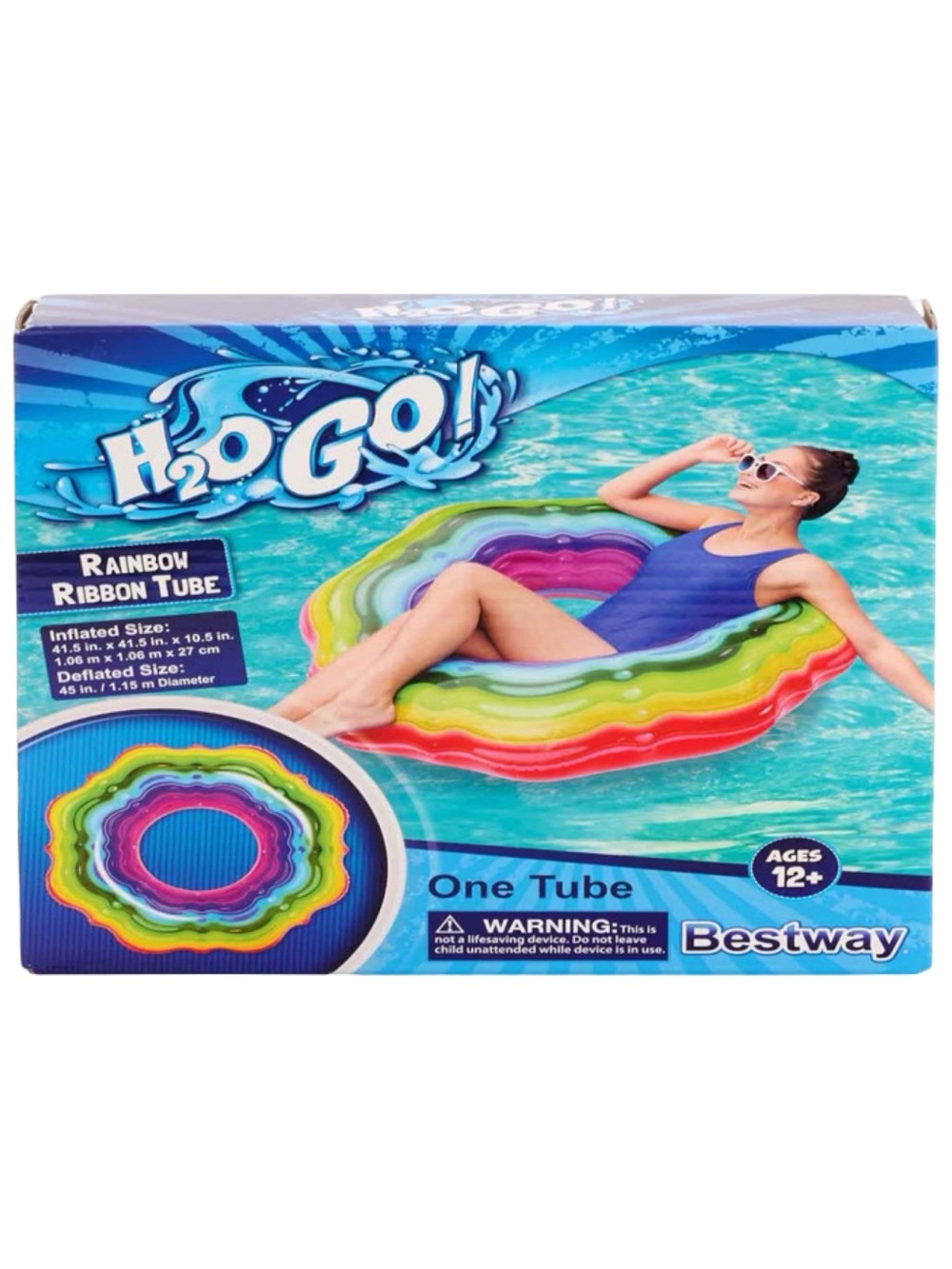 Bestway Rainbow Ribbon Inflatable Pool Float Tube Ring